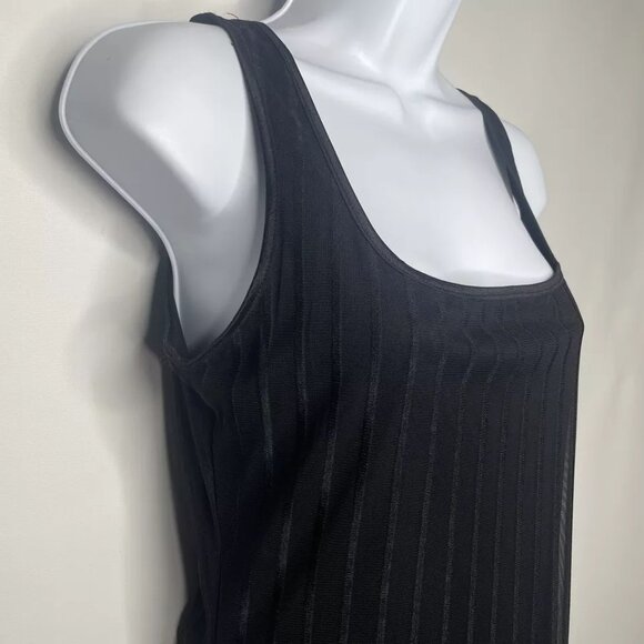 Vintage 90s Explosion Striped Sheer Black Mesh Maxi Column Dress - Picture 4 of 8